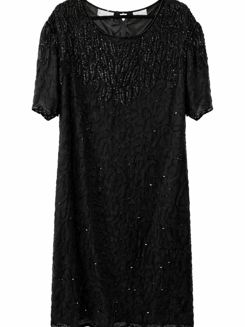 Lawrence Kazar New York Vintage Beaded Dress 5X Black Silk Sequin Cocktail Gown